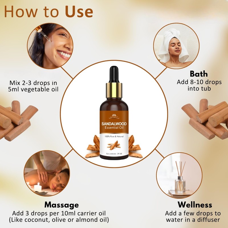 Generic Sandalwood Essential Oil, Used for Face, Diffuser, Chandan Oil