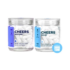 Cheers R&R Combo | Restore + Relief | Feel Better After Drinking & Support Your Liver | DHM, L-Cysteine, Milk Thistle, Ginger, White Willow Bark, Caffeine, L-Theanine | 12 Doses Each | Supplements