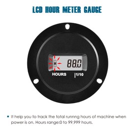 Runleader Digital LCD Operating Hour Counter, AC/DC 5V to 277V, Data Storage, Waterproof Design for Lawn Mower Generator, Motorcycle, Golf Cart, Forklift, Scrubber Dryer.