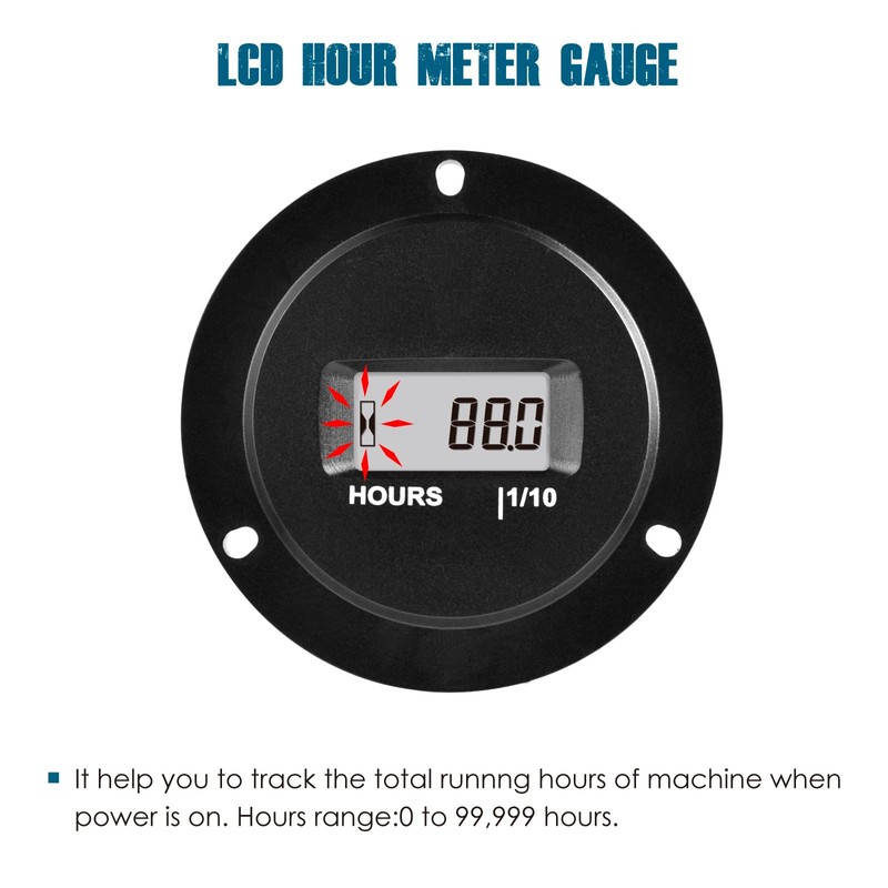 Runleader Digital LCD Operating Hour Counter, AC/DC 5V to 277V,