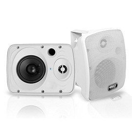 Outdoor Waterproof Wireless Bluetooth Speaker - 5.25 Inch Pair 2-Way Weatherproof Wall/Ceiling Mounted Dual Speakers w/Heavy Duty Grill, Universal Mount, Patio, Indoor Use - Pyle PDWR54BTW (White)