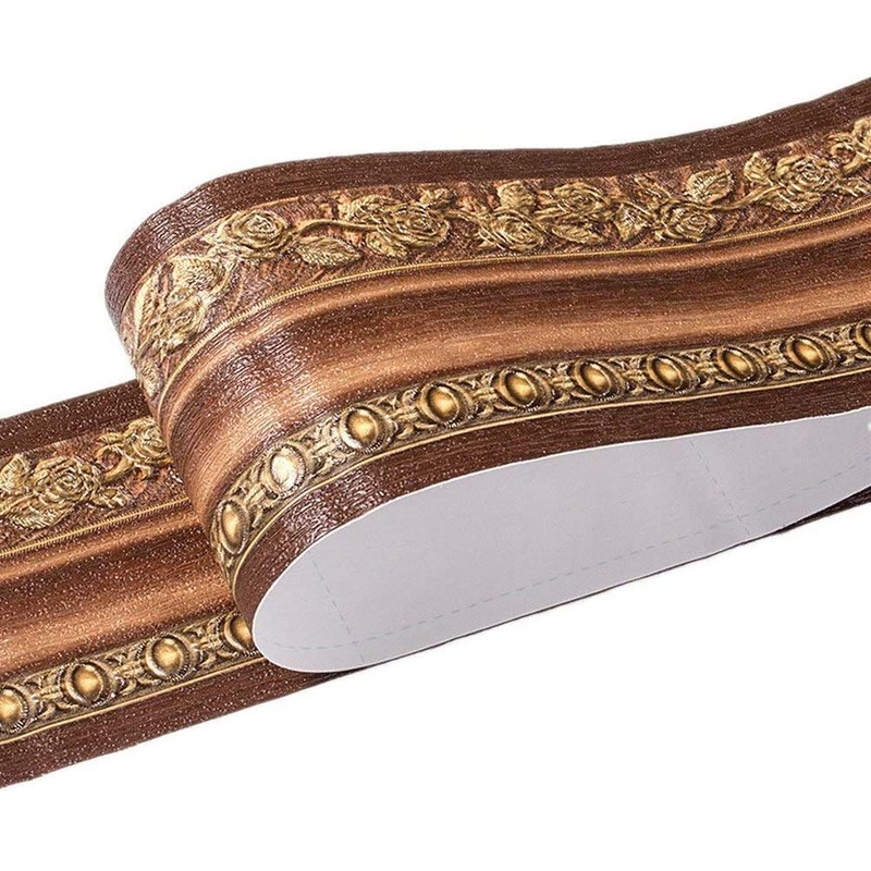 Mesoar Elegant 3D Dark Brown Wallpaper Border Wall Peel Stick