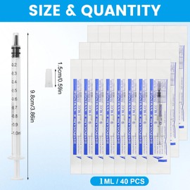 FINEASY Pack of 40 Syringes 1 ml, Disposable Syringes with Caps, Colostrum Syringes, Plastic Syringes Without Needle, Sterile Syringes for Animal Feeding, Refill and Liquid Dosing