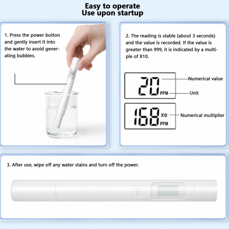 TDS Water Tester Pen High Accuracy Self Calibration LCD Display