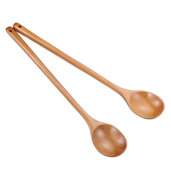 OUNONA Wooden Long Handle High Heat Resistant Cooking Spoons Mixing
