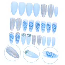 Healvian 24pcs Rose Design Press Nails Decorative Fake Fingernails for Women and Girls Unique Chic Artificial Nails for Weddings Parties and Home Use