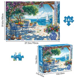 Chalzidar Jigsaw Puzzles for Adults 1000 Pieces, Interlock Perfectly Letter on Back No Dust, Home Decor Birthday Party Gift Toy for Men Women Elders Seniors, 1:1 Poster - Summer Coast