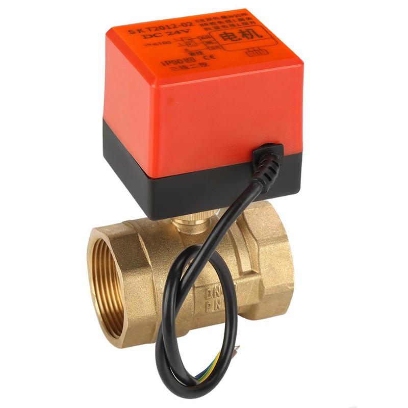 DC 24V 2 Way 3 Wire Brass Motorized Ball Valve
