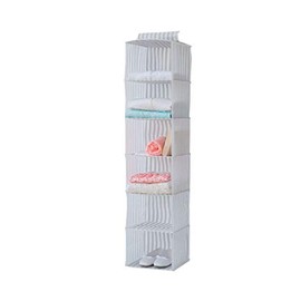 Compactor Hanging Organiser for Shoes and Clothing, 6 Compartments, Velcro Fastening, Supports up to 6kg, White, Anton Range, Polypropylene, 30 x 30 x H128 cm, RAN7509, NON WOVEN 75G, Light Grey