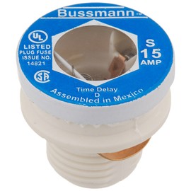Bussmann S-15 15 Amp Type S Time-Delay Dual-Element Plug Fuse Rejection Base, Pack of 4, No Color