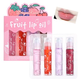 Fruity Lip Glosses, Fresh Lip Glaze Transparent Colourless Moisturising Lip Lotion for Fuller Hydrated Beauty Lips Pack of 4