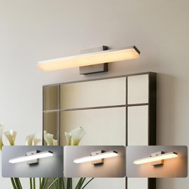mirrea 24-inch Brushed Nickel LED Vanity Light Fixture for Mirror, Modern 3CCT Dimmable Bath Bar Lighting, Wall Switch Color Temperature Control