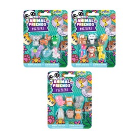 ORB Curiosities Animal Friends Puzzle Erasers 3 Pack - 18 Cute Pull Apart Pencil Erasers and Desk Pets for Kids - Great Classroom Rewards, Incentives, Party Favors, Birthday, Easter, Christmas Gifts