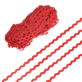 M METERXITY Rick Rack Trim, 28 Yard 5mm / 0.2 Inch Wave Bending Fringe Trimming Ribbon for Sewing/DIY Crafts/Clothes/Decoration, Polyester RIC Rac Trim [Red]