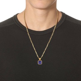 COAI Figaro Chain Necklace Lapis Lazuli Crystal Necklace, Gold Necklace 24"
