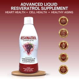 – 32 Fl. Oz. Liquid Resveratrol Supplement Promotes Healthy Aging, Heart Health & Energy Levels – Advanced Liquid Cardiovascular & Cholesterol Support