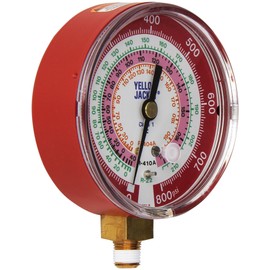 Yellow Jacket 49137 3-1/8" Red Pressure, 0-800 psi, R-22/404A/410A Gauge Degrees F