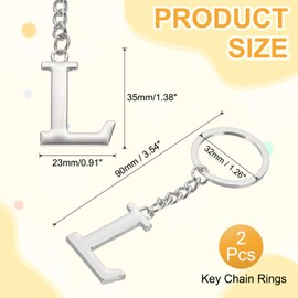 PATIKIL Initial Letter Keychain, 2Pcs Letter A-Z Keychain Alphabet L Pendant Key Ring for Backpack Purse Bag, Silver