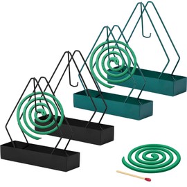 Mayoii Mosquito Coil Holder Spiral Holder 4 Pieces Set Triangle Metal Portable for Indoor Home Use (4, 2 Green+2 Black)