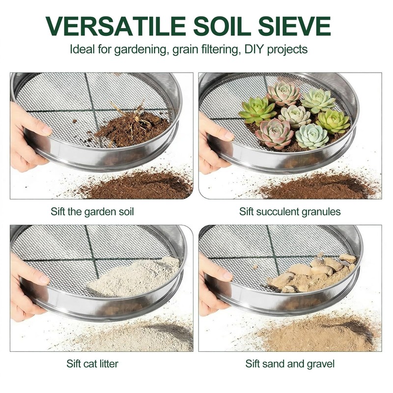 11.8 Inch Garden Soil Sifter Set Dirt Sifter with Interchangeable