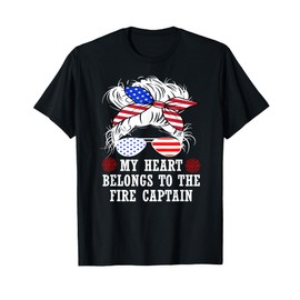 My Heart Belongs to Fire Captain Firefighter Mom Wife Gifts T-Shirt