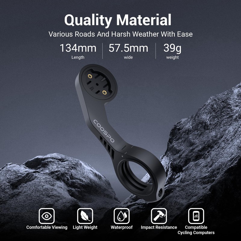 CooSpo MT5 Bike Computer Out Front Mount, Compatible with Garmin,