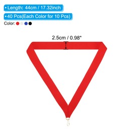 PATIKIL Award Neck Ribbons with Snap Clips Set, 40 Pcs Polyester Striped Medal Lanyards Ribbon for Competitions Sports Meetings Sports Party, Red, Blue, White, Black