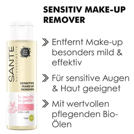 Sante Naturkosmetik, Sensitive Makeup Remover for Sensitive Skin Removes Eyes Lip Makeup Also Suitable for Waterproof Makeup with Valuable Organic Oils Vegan, Transparent, 110 ml