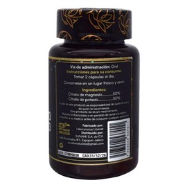 Citrato de Magnesio y Potasio Sunahe  60 Cápsulas de 850 mg  Suplemento para la Salud Muscular y Nerviosa  Apoyo para Calambres y Bienestar General   