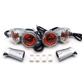 SMT- 4X Turn Signal Indicator Chrome Clear Compatible with 1992-2016 Harley Sportster XL 883 1200 [P/N: MT224-017F+R]