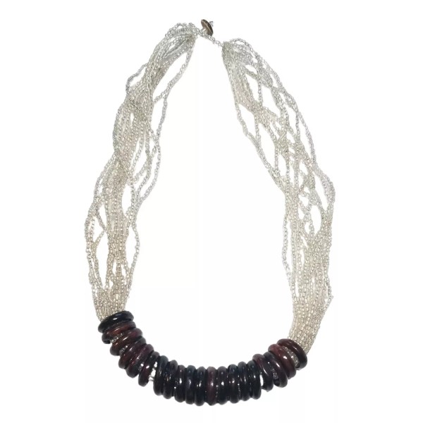 IndoModeFashion Translucent White 16-Strand Fashion Glass Bead Necklace Decorative 20