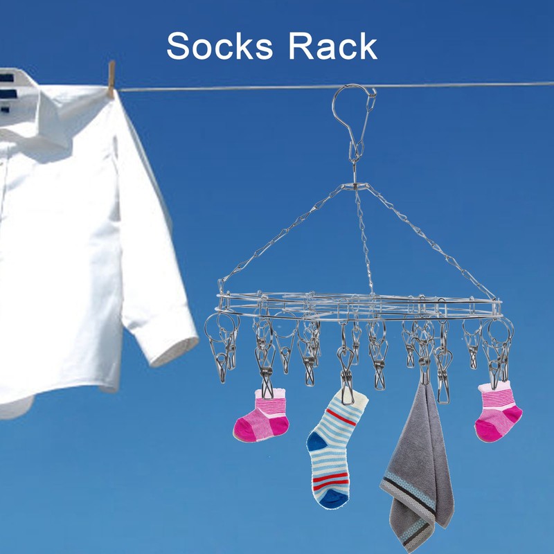 20 Clip Socks Rack Underwear Drying Hanger Stainless Steel Clothes