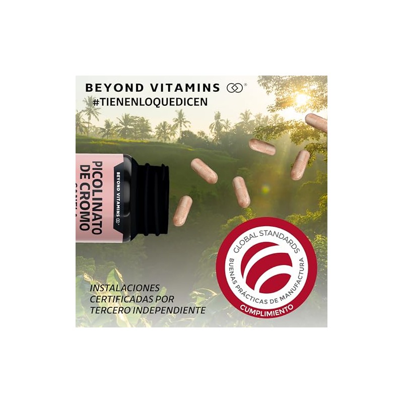 Beyond Vitamins | Picolinato de Cromo con Canela, Cápsulas VCaps,