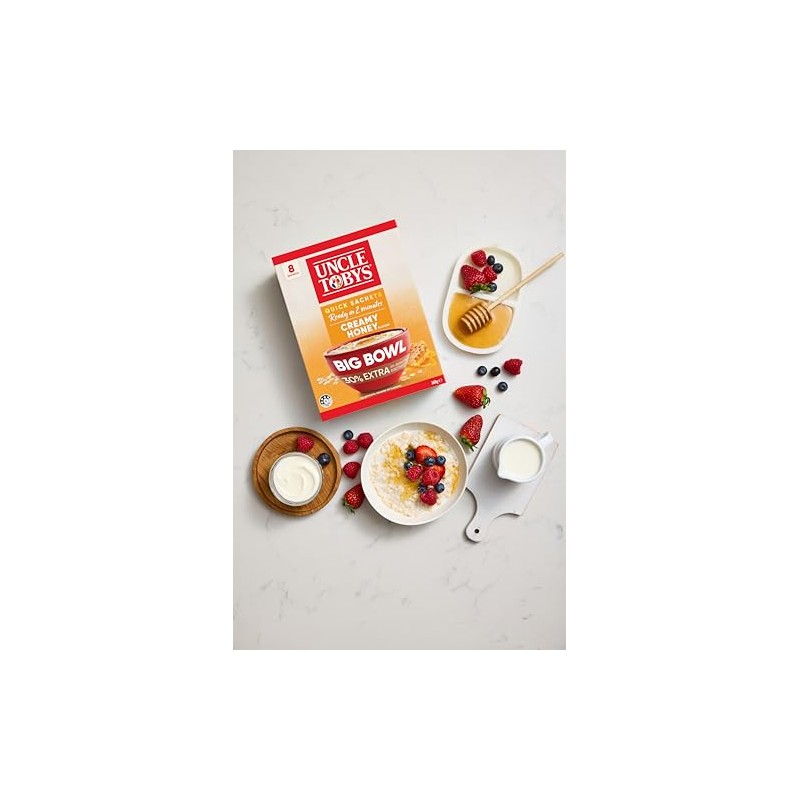 UNCLE TOBYS Oats Quick Sachets Honey, Big Bowl 30 Percent