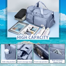 Gym Duffle Bag with Shoe Compartment Wet Pocket, Weekender Travel Bag with Shoulder Straps, Waterproof Sports Duffle Bag for Men Women, Lightweight Carry on Gym Bag (Green)