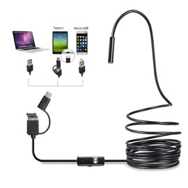 DaMohony 3- IN- 1 Endoscope Waterproof 7mm Lens Inspection Camera Endoscope Borescope with 6LEDs Support MicroUSB/Type- C/USB Interface