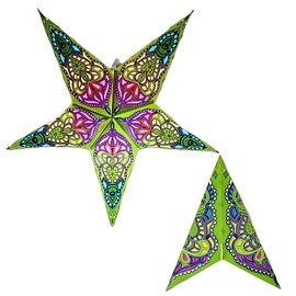 YEPSIO Paper Star Lantern Lampshade Paper Star Light Shades Large 60cm Star Hanging Decorations for Christmas Wedding Home Decoration Birthday Party Stars (Lime Green)