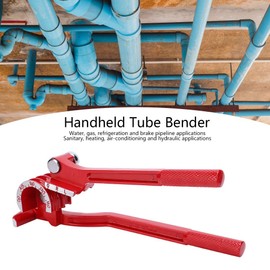 Garosa Dobladora de tubo manual dobladora de varilla 180 ° Dobladora de tubos de 3 ranuras Cobre de mano Herramienta de codo de doblado manual Aleación de aluminio Rojo