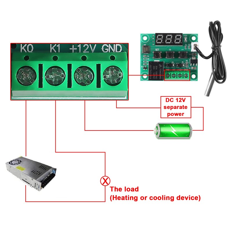 2PCS W1209 Temperature Controller Module,LED Display Digital Thermostat Module with