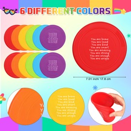 24 Sets End of The Year Gifts 7'' Rubber Flying Discs Bulk with Inspirational Cards Fun Flying Disc Toy for End of The Year Graduation Party Favors Summer Gifts Sports Outdoor Activities
