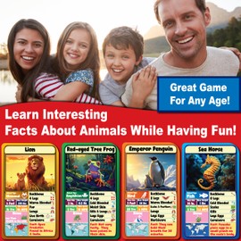 THINK2MASTER Animal Kingdom Info Quest Educational Card Game - Perfect for Boys, Girls, Kids, Classroom, Friends and Families to Have Fun While Learning. Educational Toy. Age 6+, 2-12 Players.