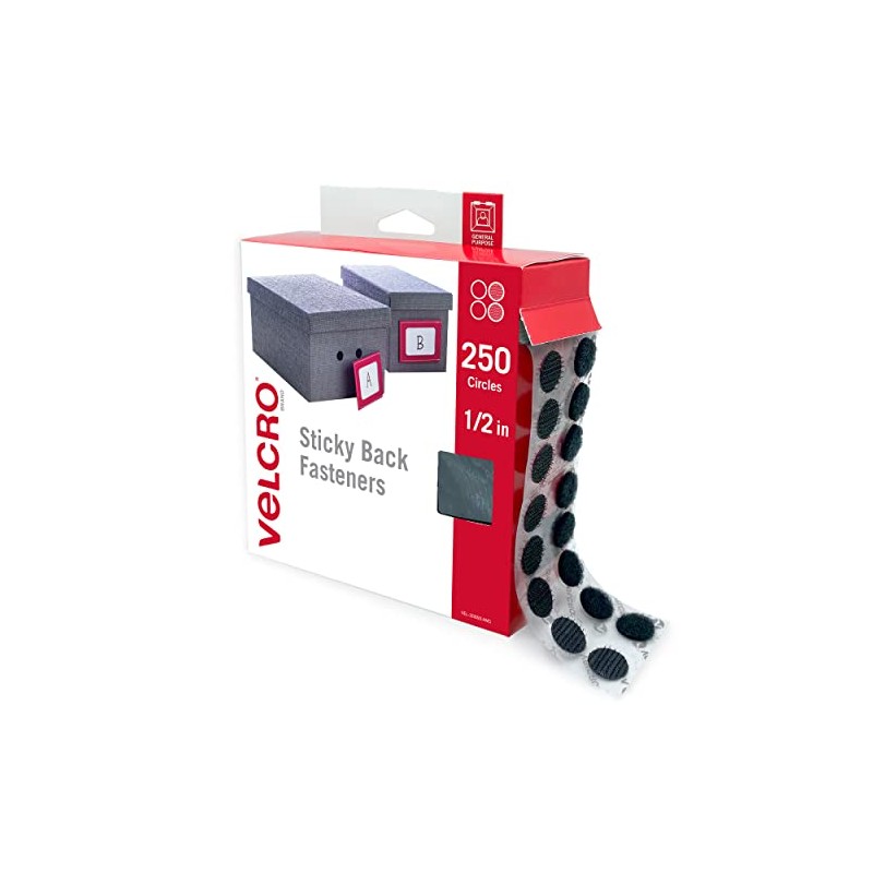 VELCRO Brand Dots with Adhesive | 250pk, Black | Small