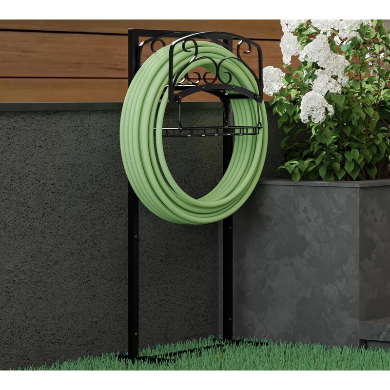 Kingson Portable Garden Hose Holder with Storage Basket - Heavy-Duty