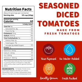 Dei Fratelli Seasoned Diced Tomatoes (28 oz. Cans, 6 pack) - Vine-Ripened – Non GMO, Gluten-Free