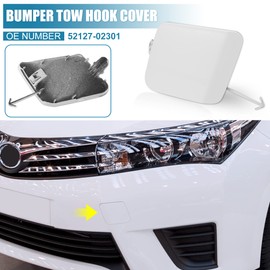 X AUTOHAUX Car Front Bumper Tow Hook Cover 52127-02301 for Toyota Corolla 2014 2015 2016 2017 Tow Hook Eye Lid Cover Trailer Cap White