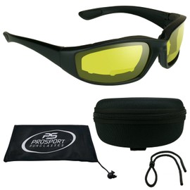 ANSI Z87 Motorcycle Bifocal Glasses Night foam padded 2.50 for Men and Women - Free Hard Case and Sunglass Strap