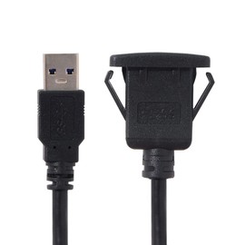 cablecc 1m Waterproof USB 3.0 Extension Latch Mount Car AUX Cable for Dashboard Panel (Single USB 3.0)