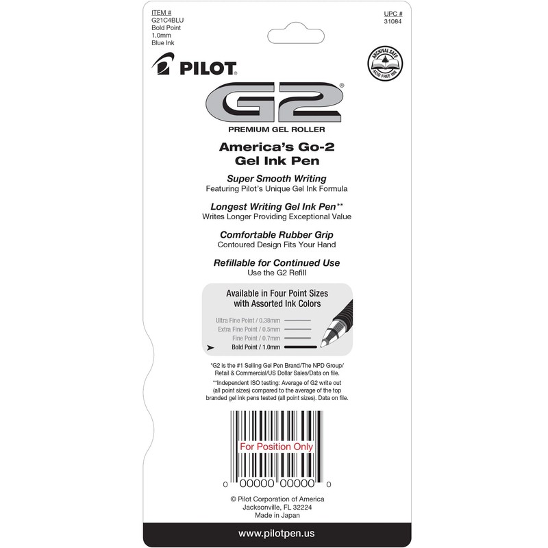 Pilot, G2 Premium Gel Roller Pens, Bold Point 1 mm,