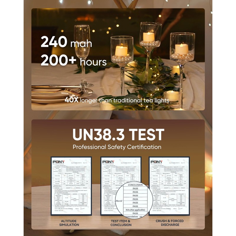 Homemory 48-Pack Novelty Flickering Flameless Tea Lights Candles, 200+Hours Battery-Operated