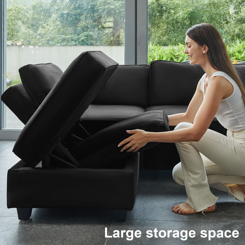 Belffin Storage Ottoman Module for Modular Sectional Sofa Square Seat